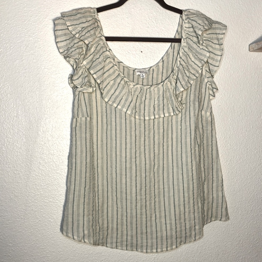 Madison & Berkeley linen Scoop‎ Neck Stripe Blouse NWOT spring top